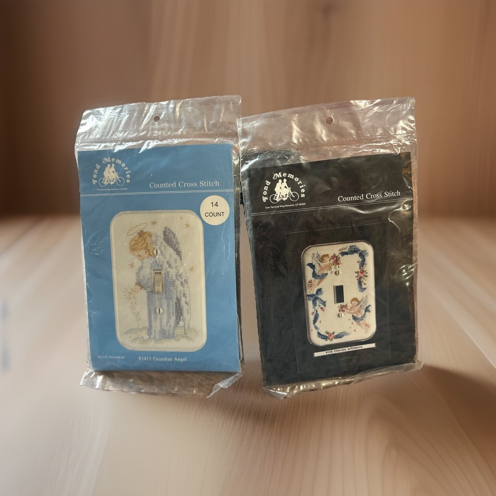 Fond Memories Cross Stitch Switchplate Kit Guardian Angel S1411 Cherubs #158 Lot